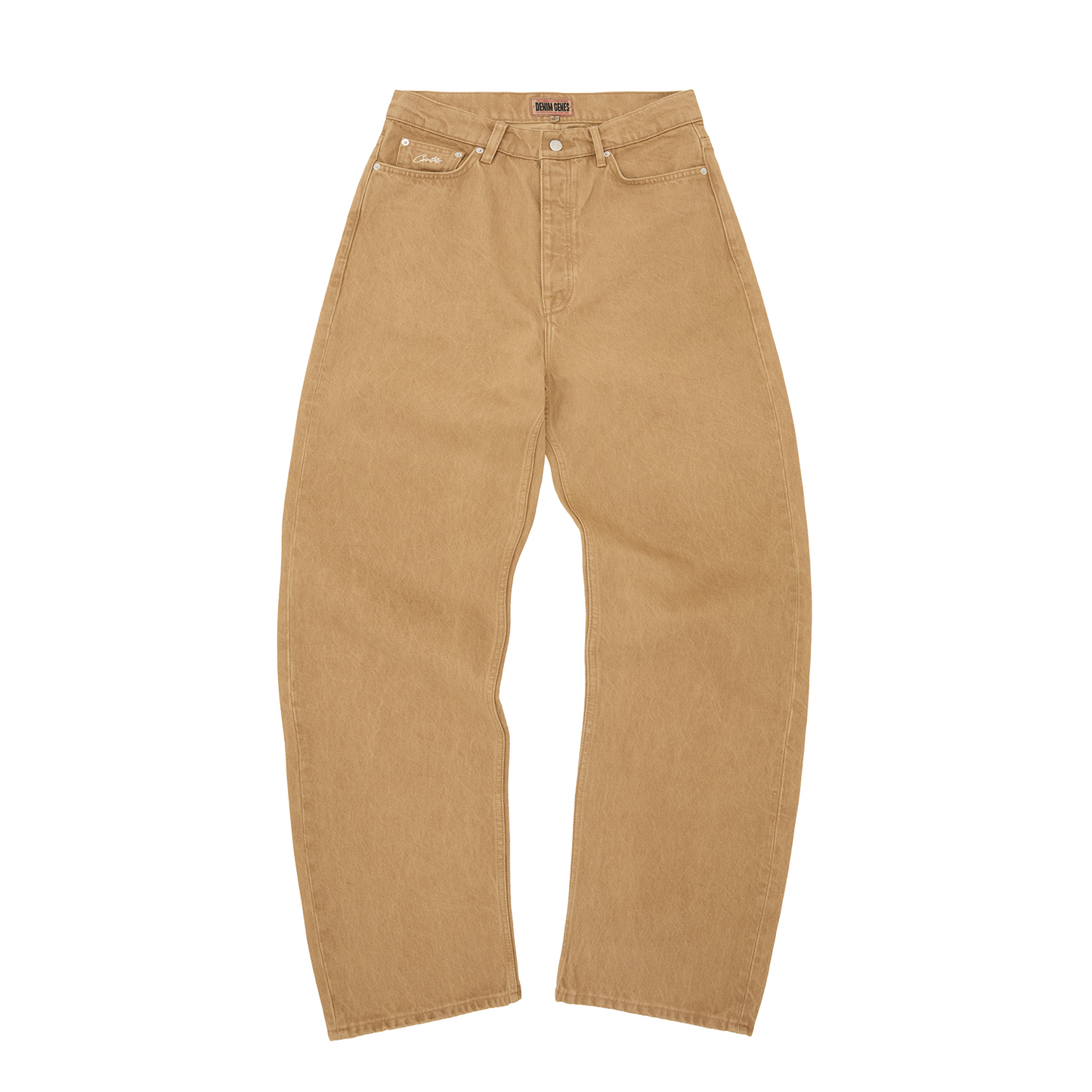 CREST CHAINSTITCH BAGGY JEANS [TAN]