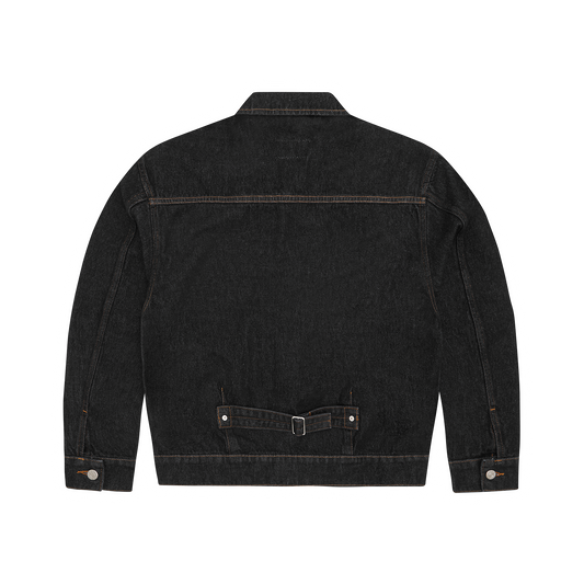 CREST CHAINSTITCH DENIM JACKET [WASHED BLACK]