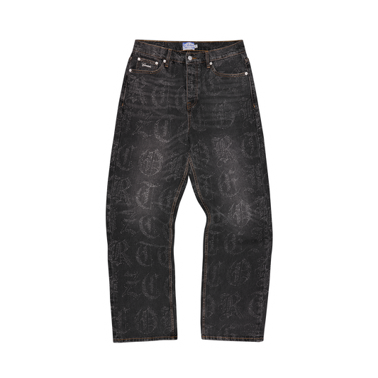 OLD ENGLISH BAGGY JEANS [BLACK WASH]