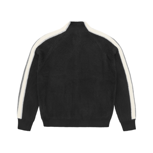MULTI STRIPE KNIT ZIP UP [BLACK]