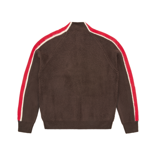 MULTI STRIPE KNIT ZIP UP [BROWN]